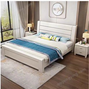 新中式实木床1.8米大床1.5双人床简约经济型现代家具主卧室储物