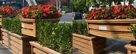 高低铝合金仿木花箱组合 街道绿化景观仿木花箱
