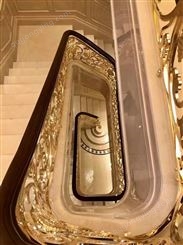 别墅酒店弧形 室内栏杆护栏 欧式旋转艺术 铜楼梯厂