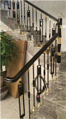 澳酒店铝楼梯扶手 时尚K金铜护栏入户铜门定做