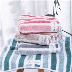 珊瑚绒条纹浴巾 高密速干柔软吸水 工厂可加工定制 男女通用