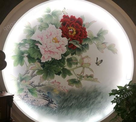 中国风墙绘彩绘服务设计专业美化空间环境墙画
