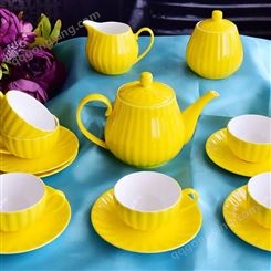 骨瓷茶具 创意色釉茶壶套装 陶瓷下午茶杯 可加图案