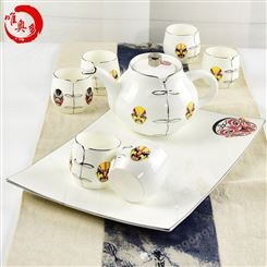 骨瓷茶具套装 一壶六杯功夫茶道 陶瓷礼品广告杯 定制画面