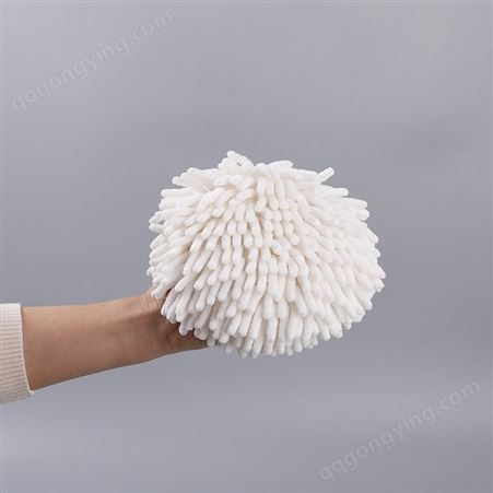 雪尼尔擦手巾可挂式家用厨房卫生间吸水毛巾简约白色擦手球