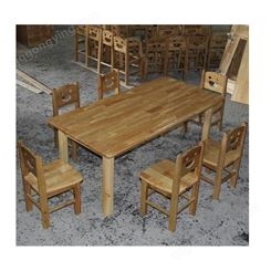 幼儿园木质桌椅 儿童学习桌椅套装 实木六人桌定制厂家
