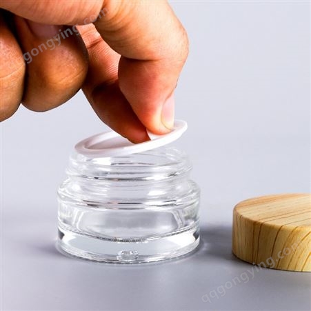 厂家批发 木纹盖膏霜瓶 15g 10g玻璃眼霜瓶 100g面霜瓶 磨砂面膜分装瓶
