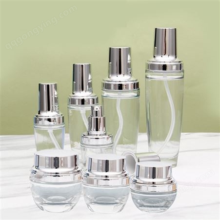 厂家供应 银色透明玻璃瓶 化妆品分装瓶  玻璃乳液面霜瓶 香水小样瓶 可定制