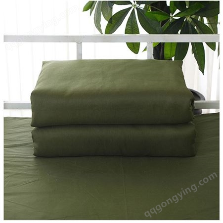 军绿磨毛化纤棉被 宿舍民工用 4-8斤可拆洗 耐磨耐用 触感柔软