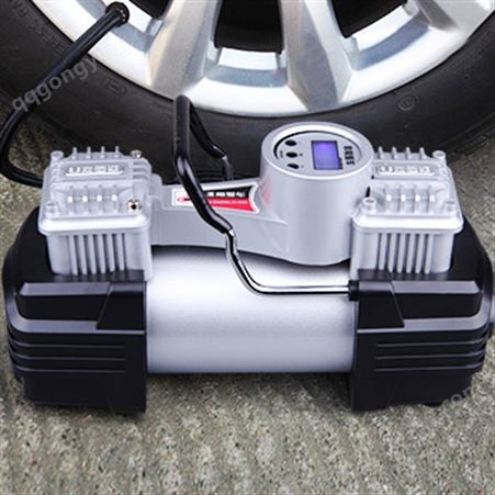 非常爱车12V汽车车载充气泵 双缸便携式电动车用轮胎打气泵大功率