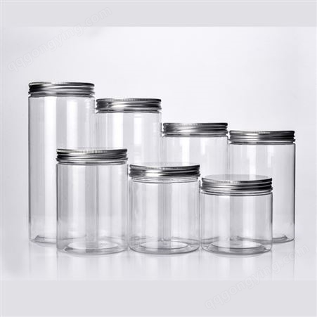 铝银盖塑料瓶空密封罐子加厚带盖pet食品级包装桶透明广口收纳罐