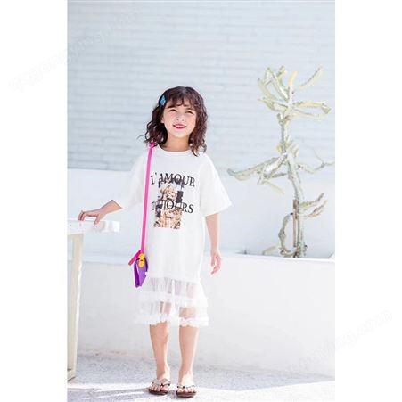 小孩服装夏 然也古也 韩新款童装童装品牌折扣进货 短袖女童夏装