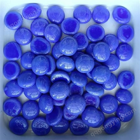 石诚批售玻璃扁珠-蓝色造景用 玻璃扁珠-镶嵌装饰用 石诚