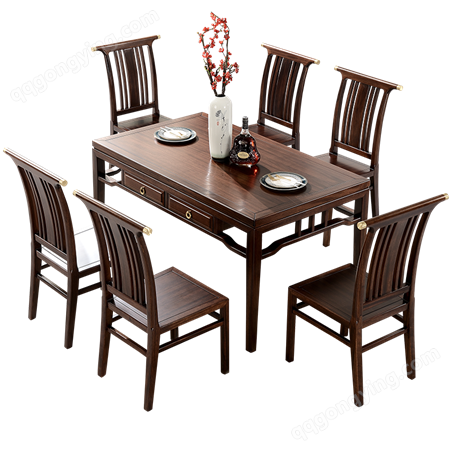 新中式实木餐桌椅组合储物桌吃饭桌现代别墅餐厅民宿轻奢北欧家具