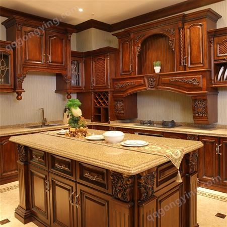 欧式全屋定制实木橱柜 烤漆开放式厨房整体定做样板间