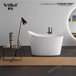 唯铂小户型浴缸白色通体精铝石独立式家用小型日式深泡盆迷你坐泡