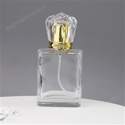 50ml玻璃香水瓶 金盖方形水晶透明喷雾香水分装空瓶子