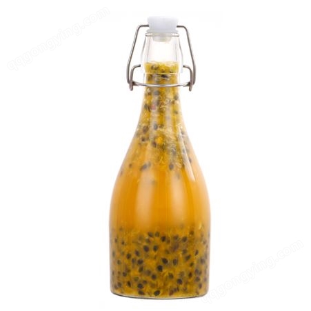 卡扣玻璃瓶密封罐 透明果汁饮料酵素瓶 红白酒泡酒瓶 储物空瓶子