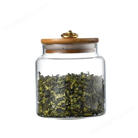 润耀 高硼硅玻璃密封罐 厨房密封储物罐 茶叶罐木盖收纳罐